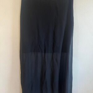 Elie Tahari black silk high waist maxi sheer skirt with mini skirt under size XS